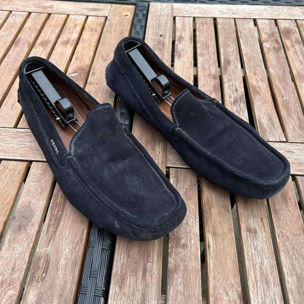 PRADA Loafers  Black Suede Slip on Shoes Mens Size 12PRADA / 13 US
